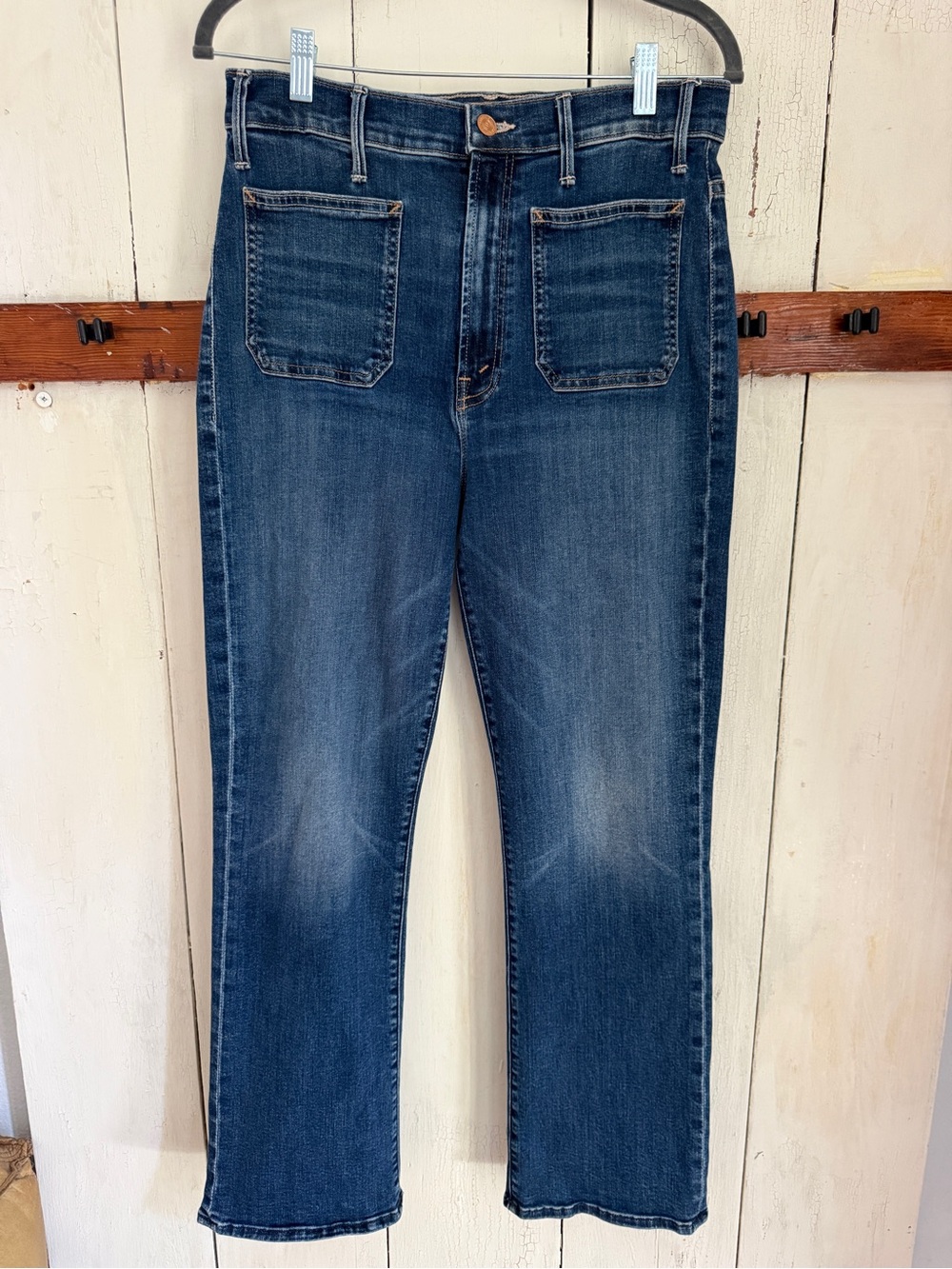 MOTHER The Patch Pocket Jeans in Dark Indigo Blue